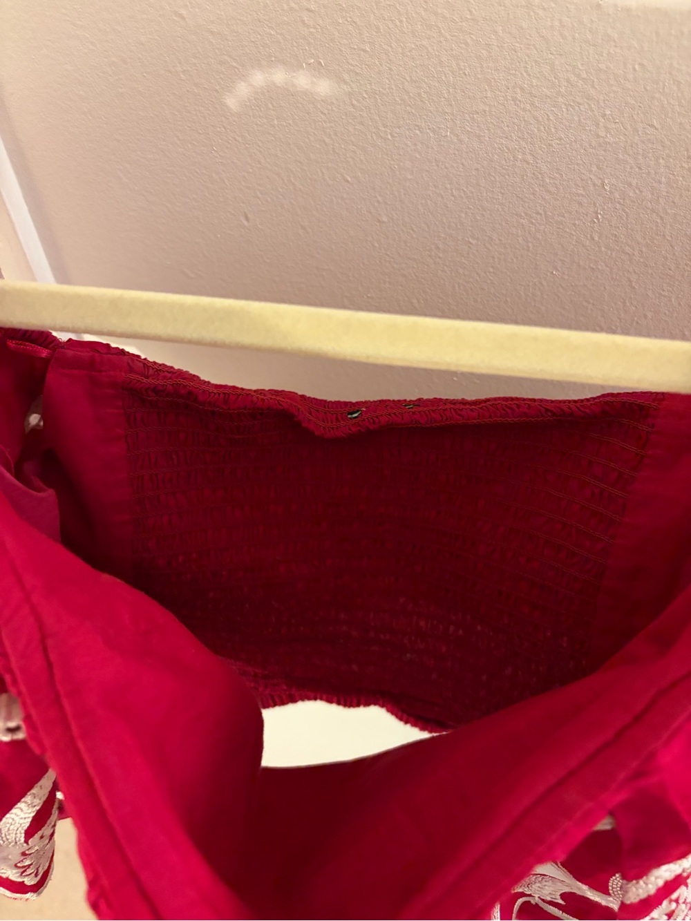 Women’s Red Embroidered Off-Shoulder Ruffle Top - Picture 4 of 4